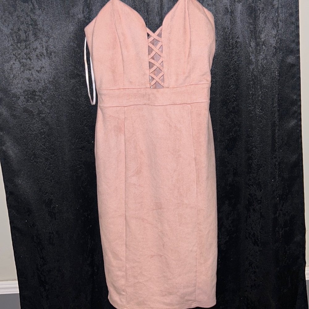 Pink velvet texture dress. Medium. A’gaci